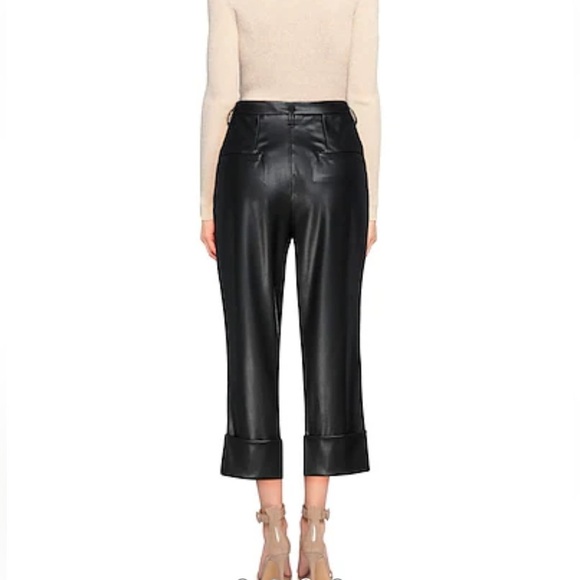Dorthee Schumacher Pleated Vegan Leather Pants black cropped cuffed HIGH RISE - Picture 3 of 16